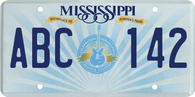 MS license plate ABC142