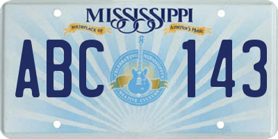 MS license plate ABC143
