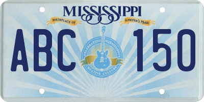 MS license plate ABC150