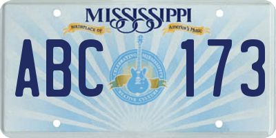 MS license plate ABC173