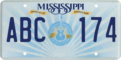 MS license plate ABC174