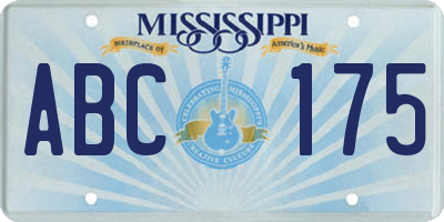 MS license plate ABC175