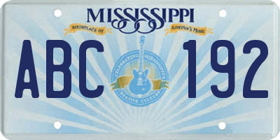 MS license plate ABC192