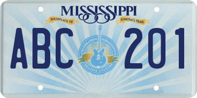 MS license plate ABC201
