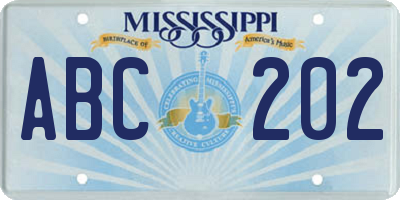 MS license plate ABC202
