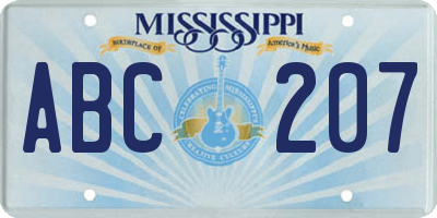 MS license plate ABC207