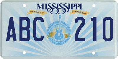 MS license plate ABC210