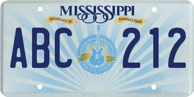 MS license plate ABC212