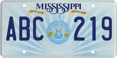 MS license plate ABC219