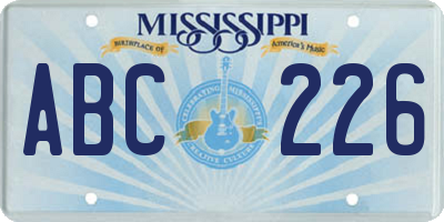 MS license plate ABC226