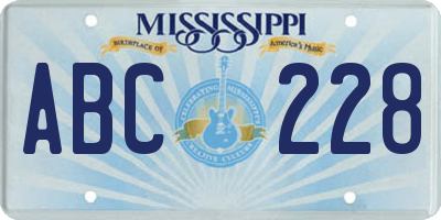 MS license plate ABC228