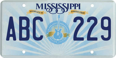 MS license plate ABC229