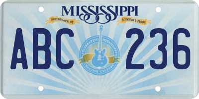 MS license plate ABC236
