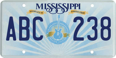 MS license plate ABC238