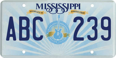 MS license plate ABC239