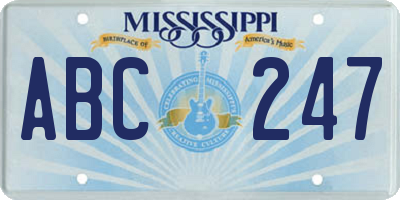 MS license plate ABC247