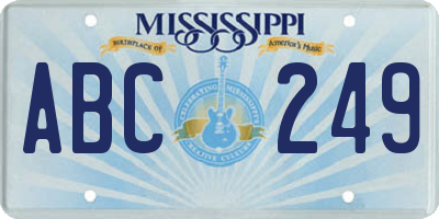 MS license plate ABC249