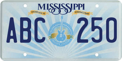 MS license plate ABC250