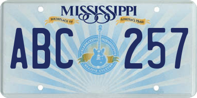 MS license plate ABC257