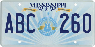 MS license plate ABC260