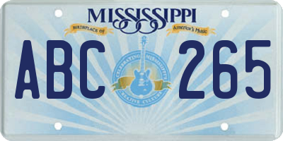 MS license plate ABC265