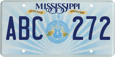 MS license plate ABC272