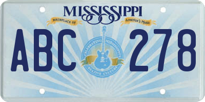 MS license plate ABC278