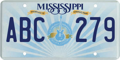 MS license plate ABC279
