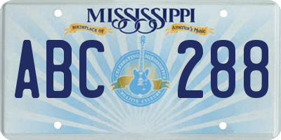 MS license plate ABC288