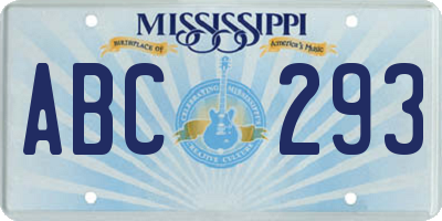 MS license plate ABC293