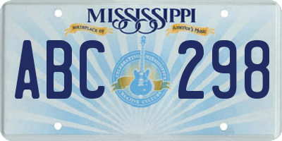 MS license plate ABC298