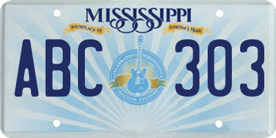 MS license plate ABC303
