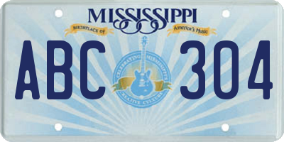 MS license plate ABC304