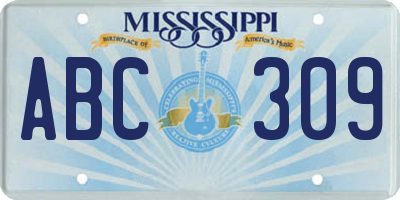 MS license plate ABC309