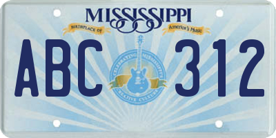 MS license plate ABC312