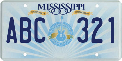 MS license plate ABC321