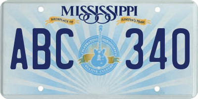 MS license plate ABC340