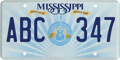 MS license plate ABC347