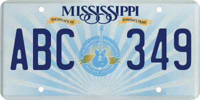 MS license plate ABC349