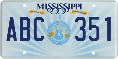 MS license plate ABC351