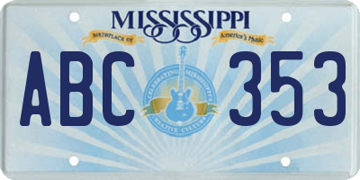 MS license plate ABC353
