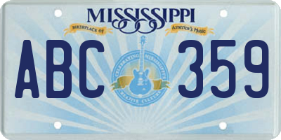 MS license plate ABC359