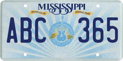 MS license plate ABC365
