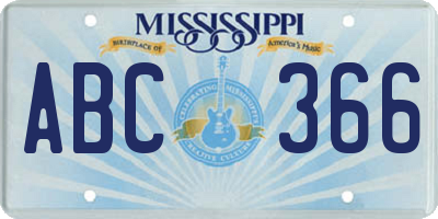 MS license plate ABC366