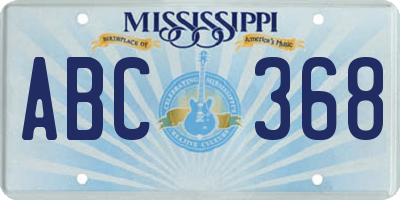MS license plate ABC368