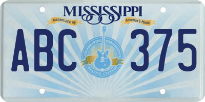 MS license plate ABC375