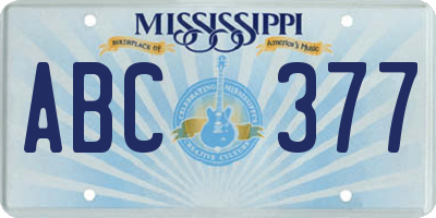 MS license plate ABC377
