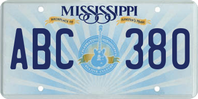 MS license plate ABC380