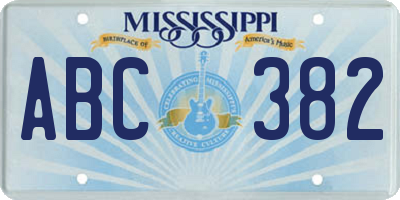 MS license plate ABC382