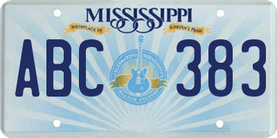 MS license plate ABC383